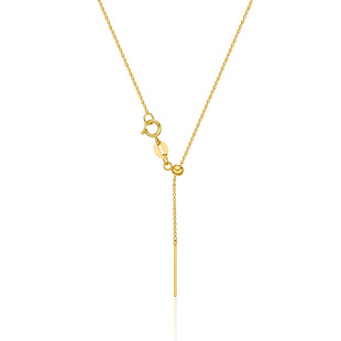 18K金项链子珠珠素链AU750彩金百搭抽拉调节豆豆针式肖邦链锁骨链