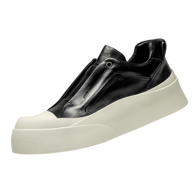 枫叶男鞋真皮男士板鞋冬季一脚蹬懒人鞋厚底增高女鞋休闲鞋子男款