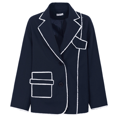 BLANCORE学院风撞色羊毛西装外套