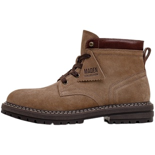 马登2026秋新款美式工装靴男复古中帮真皮马丁靴户外沙漠靴短靴