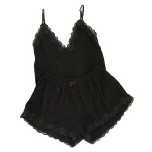 性感晚安睡衣女夏季纯棉韩版舒适清新螺纹学生睡衣两件套吊带短裤