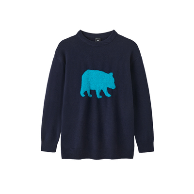 GEEEKPANDA圆领宽松大码提花毛衣