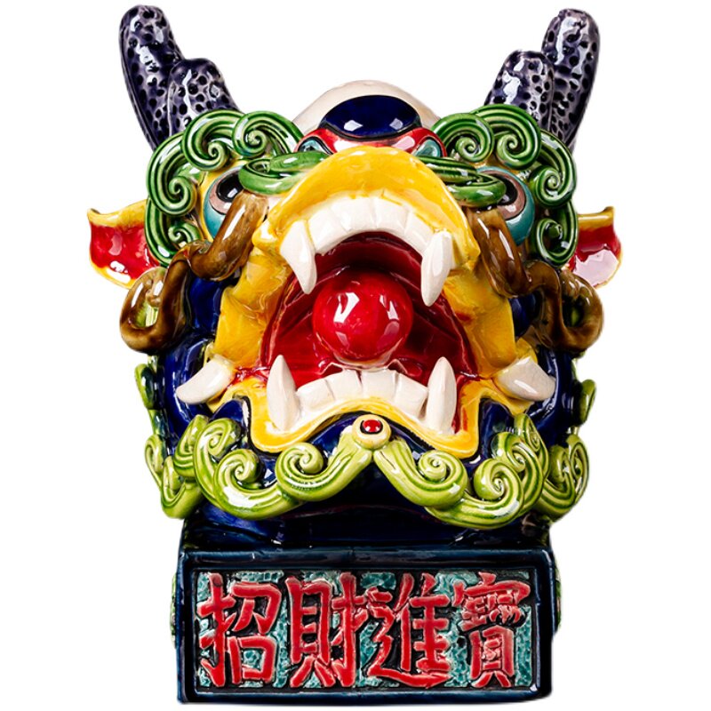 玄关装饰品交趾陶家居狮子头纳福