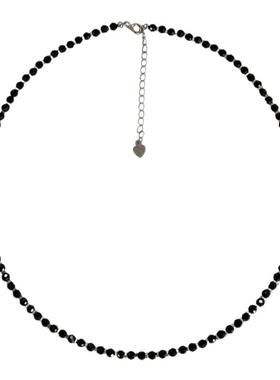 大米饰品】黑尖晶碎银项链小众设计感s925纯银锁骨链2025新款颈链