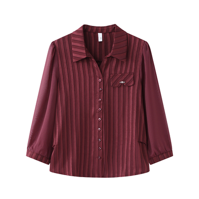 妈妈七分袖衬衫中老年女装春装