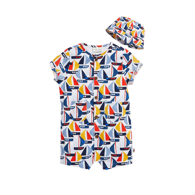 现货Next短袖连体衣爬服带帽子