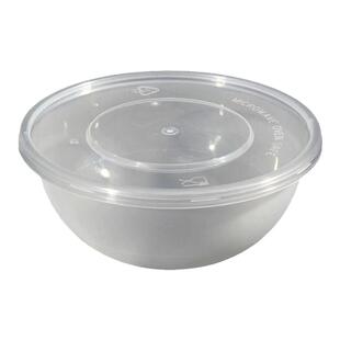梅洋15393八宝饭打包盒500/650ml圆形塑料餐饮外卖碗一次性扣肉碗