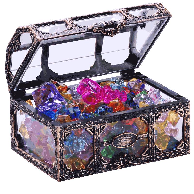 儿童宝石玩具水晶发光钻石箱小女孩子串珠公主的百宝藏塑料首饰盒