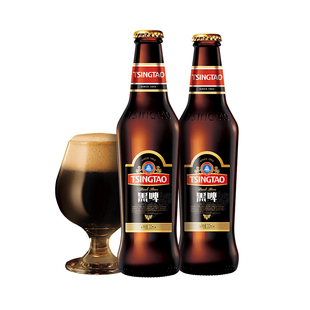 青岛啤酒精酿黑啤原麦汁浓度15°P 330ml*10瓶礼盒装箱啤整箱包邮