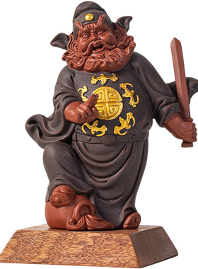 天师钟馗摆件陶瓷中式钟馗神像雕塑客厅玄关办公室桌面镇宅摆设