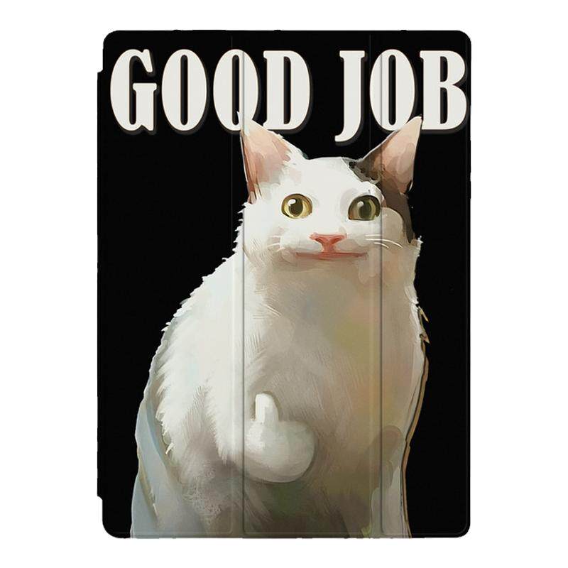 ins可爱小猫表情包为你点赞简约复古欧美潮流适用于苹果2022款iPadPro12.9/11三折保护壳air5/mini6防摔ipad