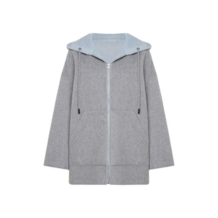 Kroche 50羊毛 休闲冬日 连帽宽松廓形撞色双面呢毛呢外套