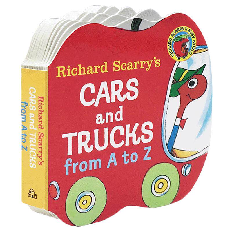 英文原版 Richard Scarry's Cars and Trucks from A to Z 幼儿童字母入门从A到Z 手掌口袋书小小纸板书 斯凯瑞 英语读物启蒙认知