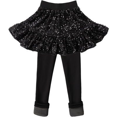 女童假两件长裤加绒加厚打底裙裤