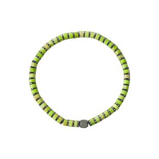 CCO水晶细珠手串男女同款清新黄绿色药片珠串珠手链双鱼巨蟹礼物