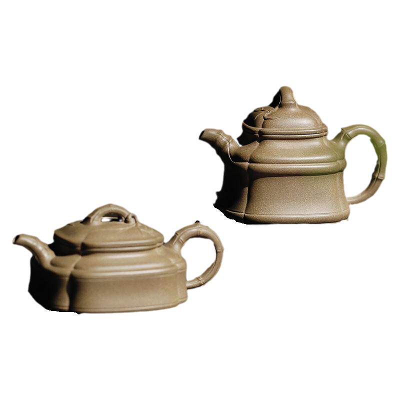 王苏辉四方竹段足鼎茶壶
