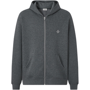 CHINISM丨针织空气层宽松落肩连帽开衫卫衣男秋季休闲拉链外套