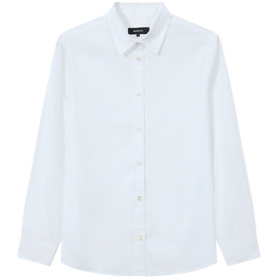 滨波长袖棉混纺素色衬衫