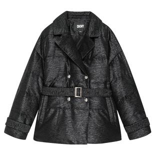 【90白鸭绒】DKNY唐可娜儿秋冬羽绒服女西装领收腰双排扣通勤时尚