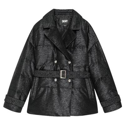 羽绒服女西装领收腰双排扣