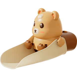 儿童水龙头延伸器防霉卡通加长硅胶防溅宝宝洗手神器滑板熊引水器