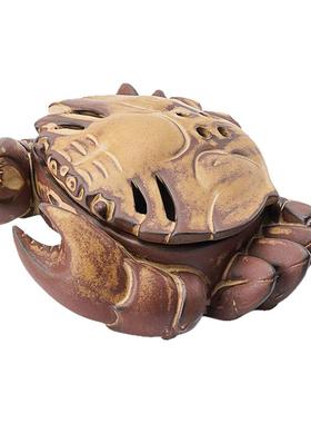 螃蟹盘香炉粗陶品香器仿古陶瓷香熏炉驱蚊室内家居摆件驱蚊神器