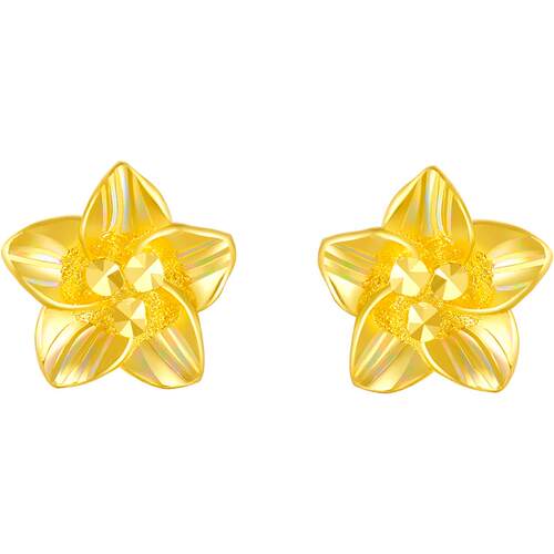 周六福黄金耳钉女计价足金星星金花耳针耳环耳饰耳钩节日礼物