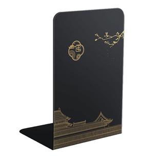 新国潮中国风书立架桌面收纳金属书立创意书夹书靠书挡板L型简易支书架加厚钢板夹书板子