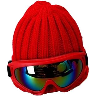 儿童帽子秋冬季男童女童飞行员眼镜帽潮加绒针织帽保暖宝宝滑雪帽