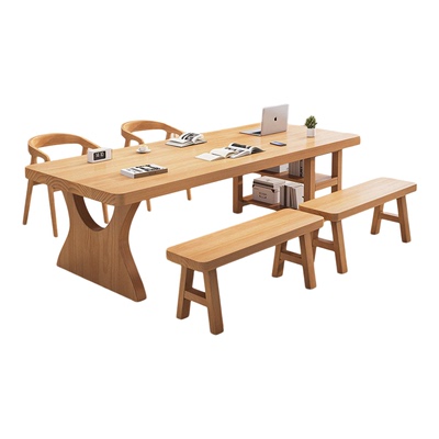 客厅实木带抽屉大书桌简约家用工作台书房书法桌书画桌双人学习桌