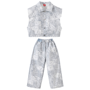 少儿嘻哈街舞潮服男女童痞帅马甲breaking架子鼓元旦舞蹈表演出服