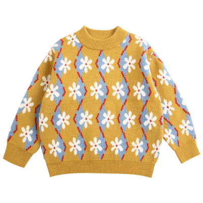 秋冬季新款圆领线衣碎花针织衫