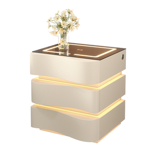 三抽智能床头柜高级感创意家用简约现代多功能卧室带感应灯床边柜