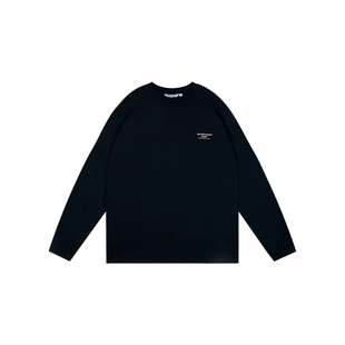 wassuphouse美式趣味贴纸印花长袖T恤男女同款秋季宽松圆领打底衫