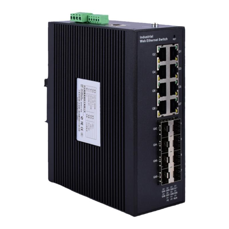 光纤环网交换机 千兆2光8电/4光8电 导轨式 IP42自愈冗余环网MRSTP 光伏风电高速用 双直流供电 工业级