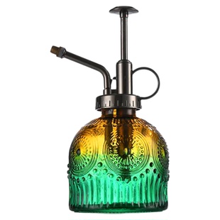 北欧复古透明彩色浮雕玻璃喷壶多肉养花洒水壶小型喷雾按压浇花壶