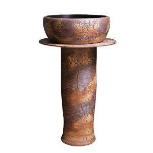 陶瓷立柱式阳台洗脸盆卫生间落地洗手池花园户外一体式盆室外庭院