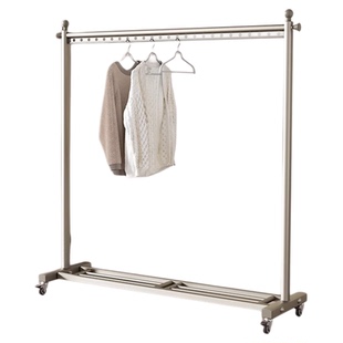 晾衣架落地加粗加厚阳台防风挂衣架铝合金卧室带轮子可移动衣帽架