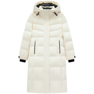 爱居兔石墨烯长款鹅绒服女2025年冬季新款连帽户外工装风羽绒服