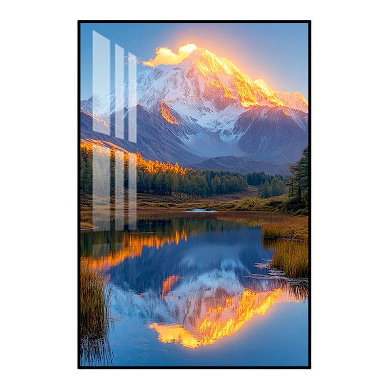 日照金山发光聚财靠山装饰画
