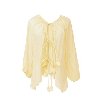 纯若集古典舞服飘逸宽松系带纱衣练功服现代舞中国舞蹈训练服上衣