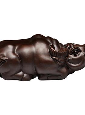 黑檀木牛摆件开业红木工艺礼品