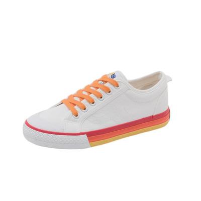 鸳鸯鞋一左一右彩虹复古港味帆布鞋潮流爆款软底韩版潮流百搭轻便