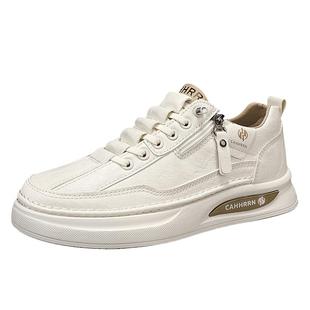 男鞋冬季2026新款休闲百搭侧拉链板鞋一脚蹬懒人运动软底小白潮鞋