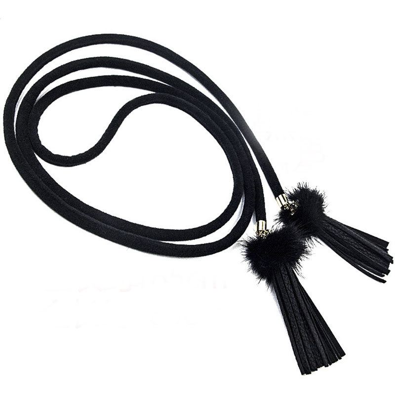 纯手工水貂毛腰带丝绒流苏女腰绳装饰卫衣帽子毛衣百搭羽绒服绑带