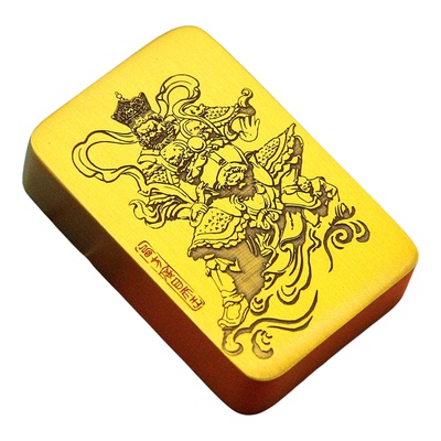 四大天王之西方广目天王实心黄铜镇纸手把件文房中国风摆件