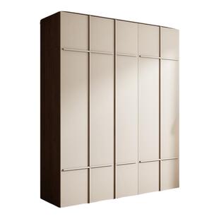 木兜家具骨骼线衣柜黑胡桃木色实木大衣柜家用中古风复古卧室衣橱