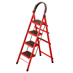 可思比梯子家用人字梯伸缩梯加厚折叠梯乔迁步步高升红色十大品牌