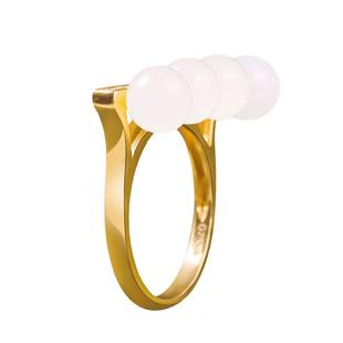 和合玉器和田玉羊脂白玉18k金镶玉钻石玉珠戒指首饰爱人礼物 13#