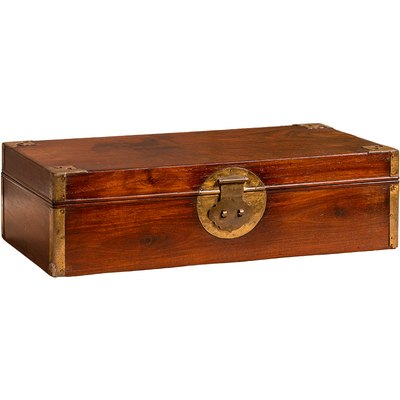 清代黄花梨铜包角文房盒